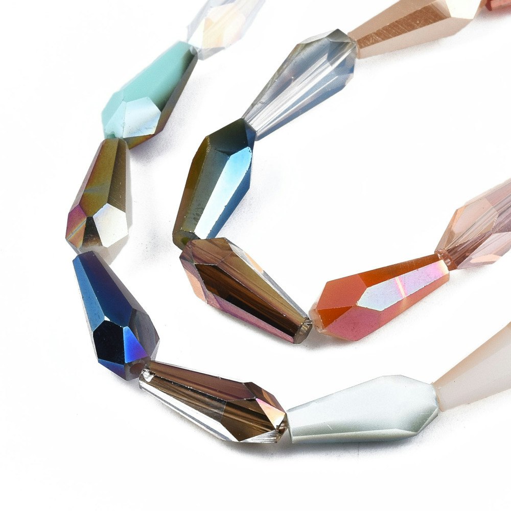 Glaspärlor, Kon, Elektropläterad, 14~15x6x5mm