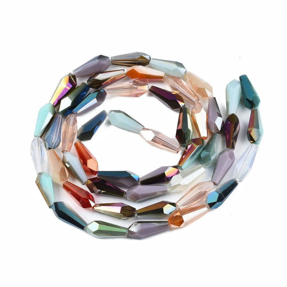 Glaspärlor, Kon, Elektropläterad, 14~15x6x5mm