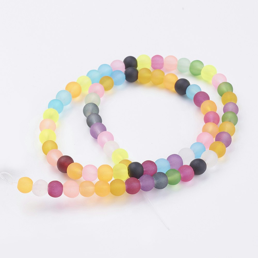 Frostade pärlor 6mm, Blandade Färger