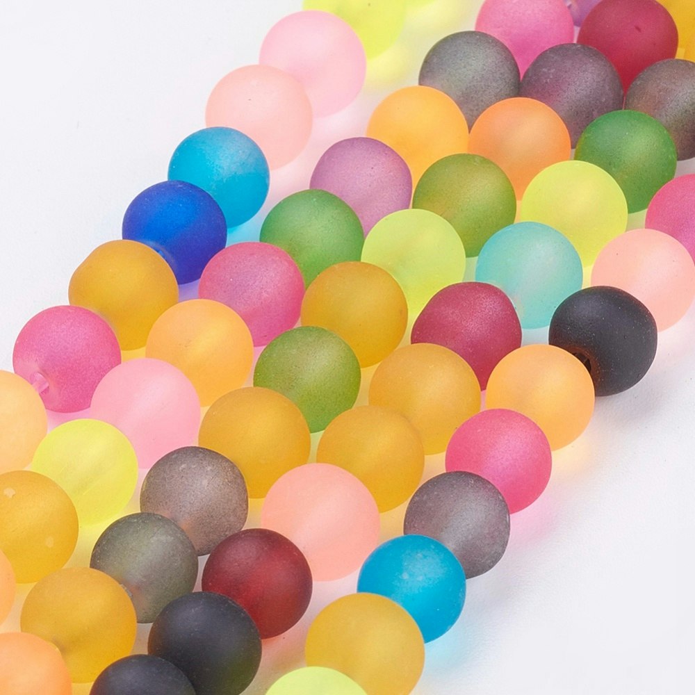 Frostade pärlor 6mm, Blandade Färger