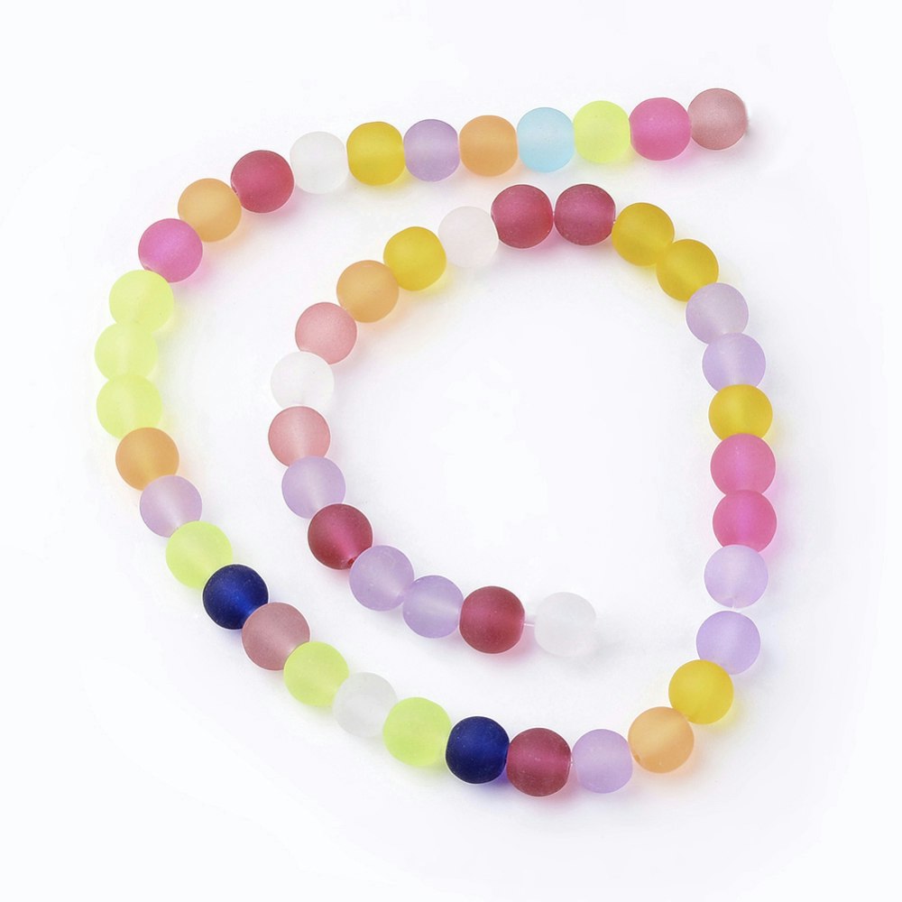 Frostade pärlor 8mm, Blandade Färger