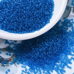 MIYUKI, Japanese Seed Beads, Round, 11/0, Matte Transparent Capri Blue
