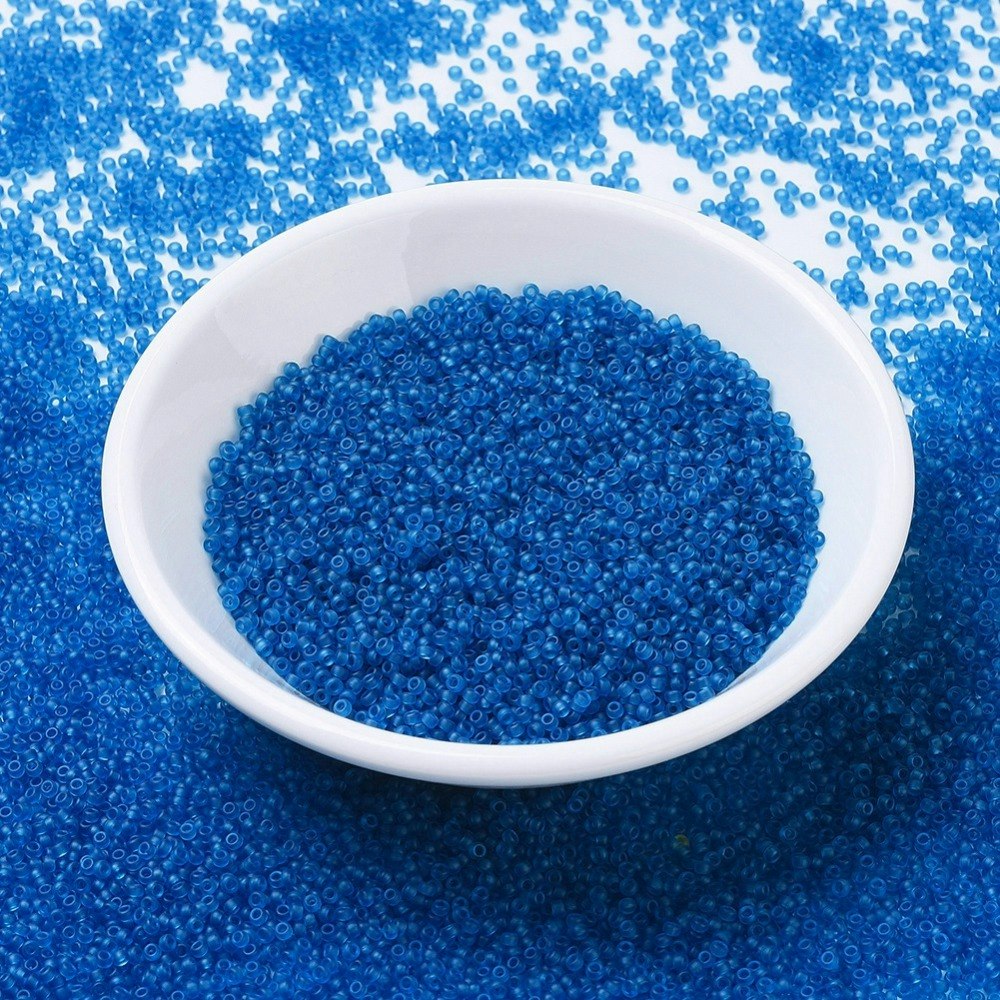 MIYUKI, Japanese Seed Beads, Round, 11/0, Matte Transparent Capri Blue