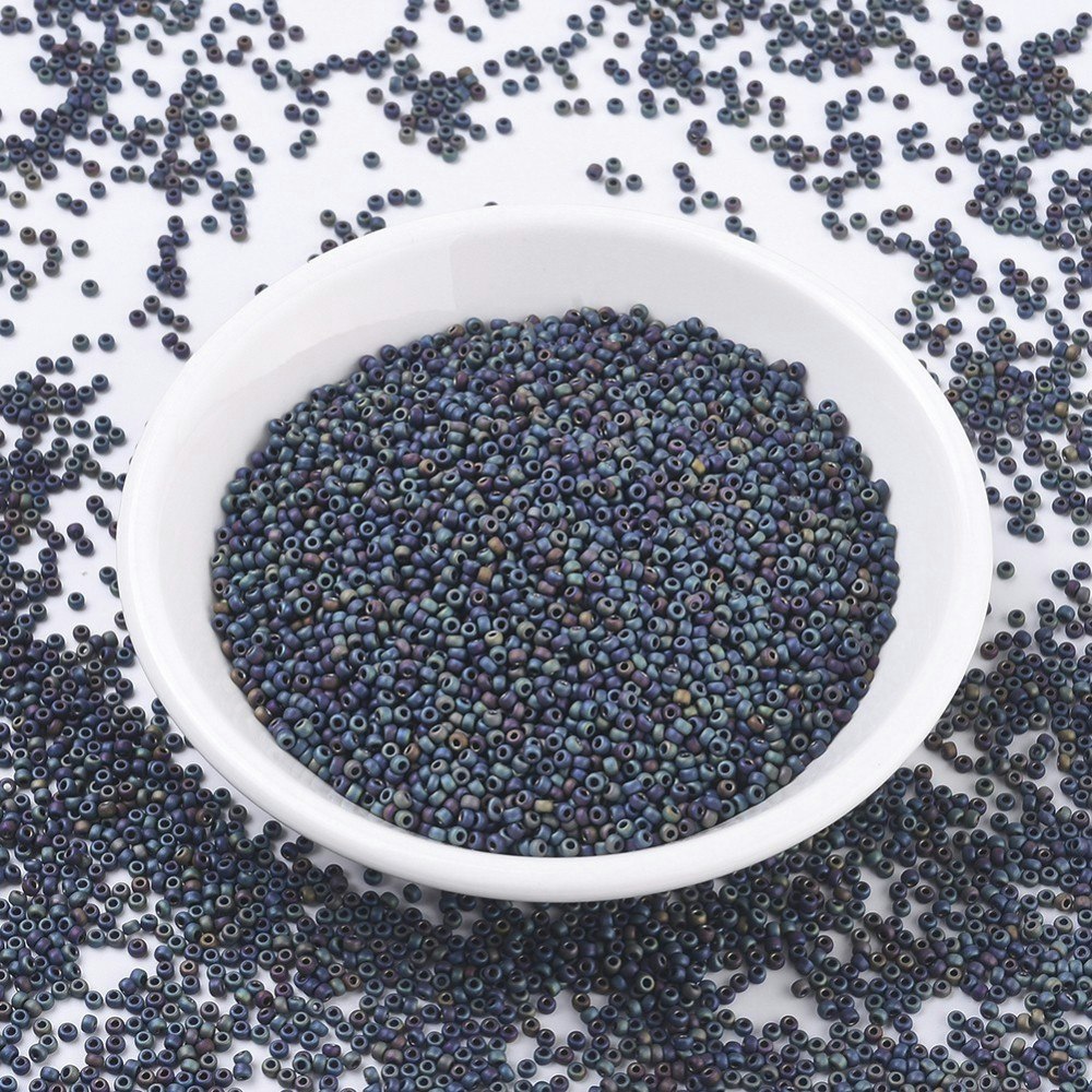 MIYUKI, Japanese Seed Beads, Round, 11/0, Matte Black AB