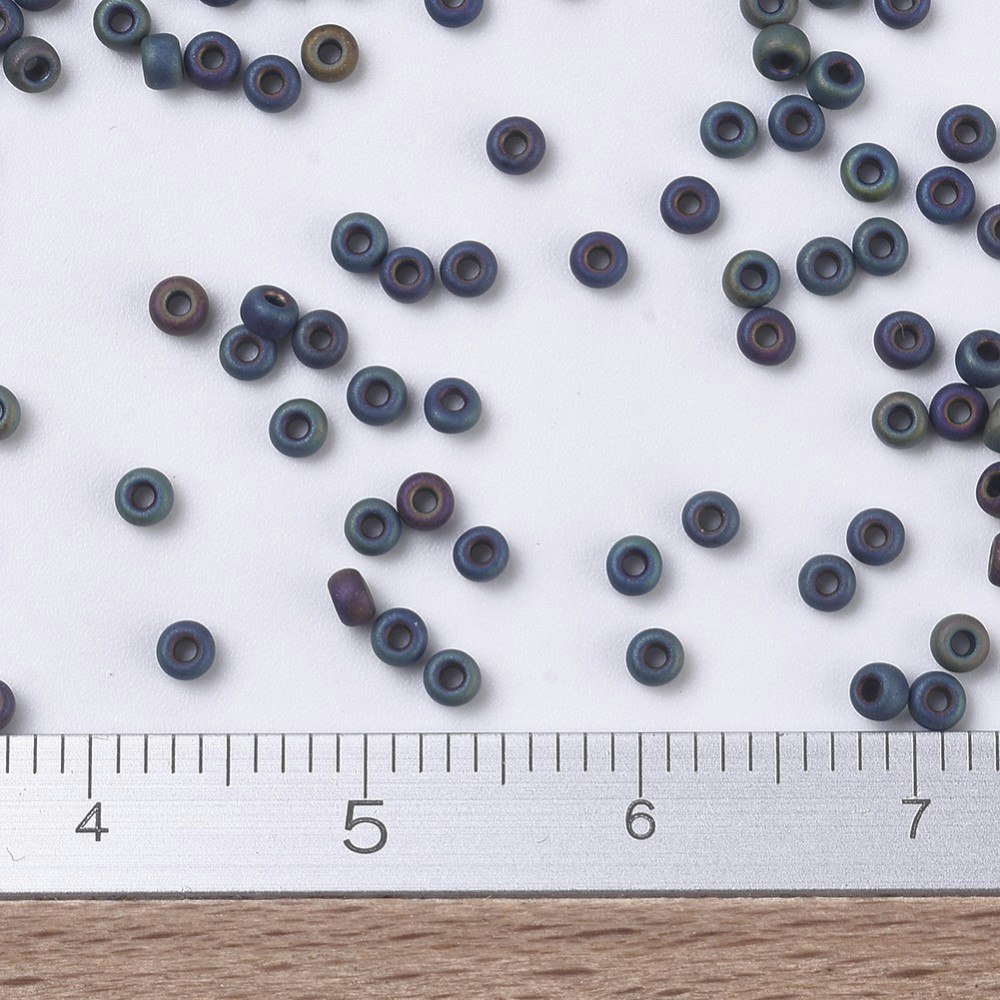 MIYUKI, Japanese Seed Beads, Round, 11/0, Matte Black AB