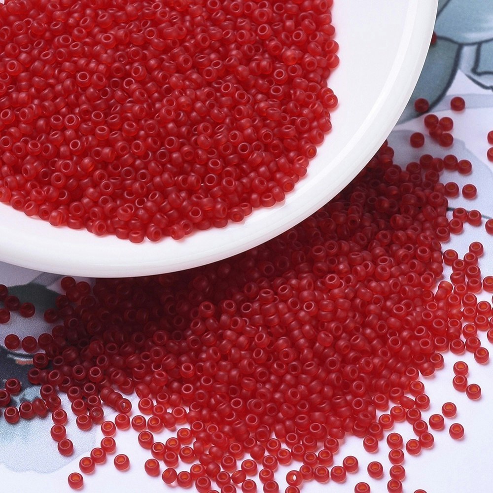 MIYUKI, Japanese Seed Beads, Round, 11/0, Matte Transparent Ruby