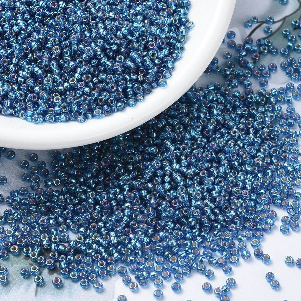 MIYUKI, Japanese Seed Beads, Round, 11/0, Silverlined Capri Blue AB