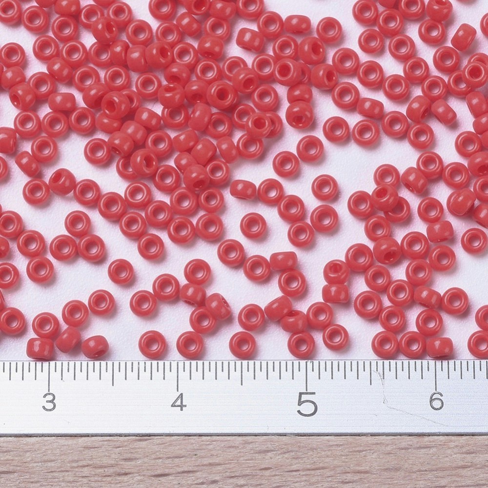MIYUKI, Japanese Seed Beads, Round, 11/0, Opaque Vermillion Red