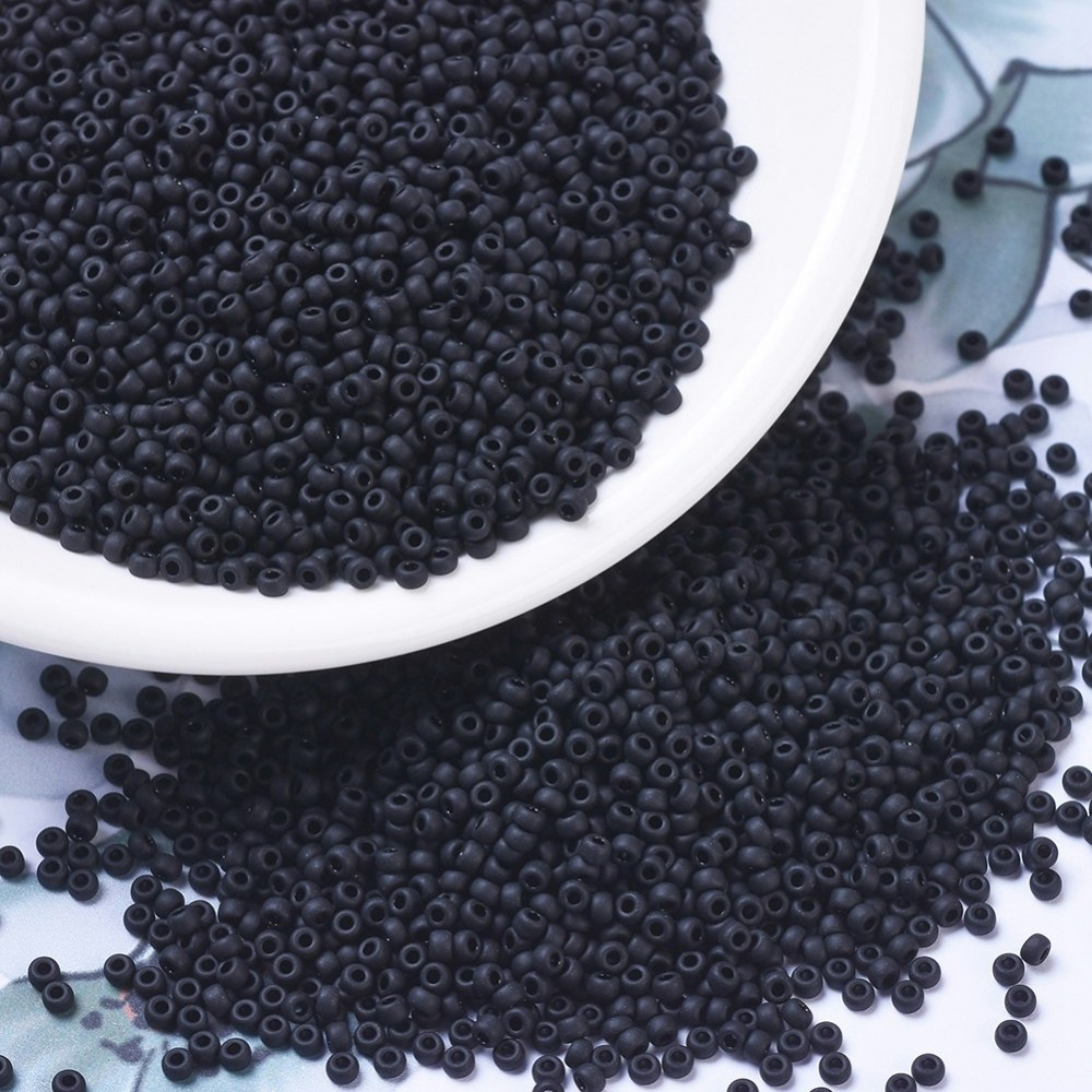 MIYUKI, Japanese Seed Beads, Round, 11/0, Matte Black
