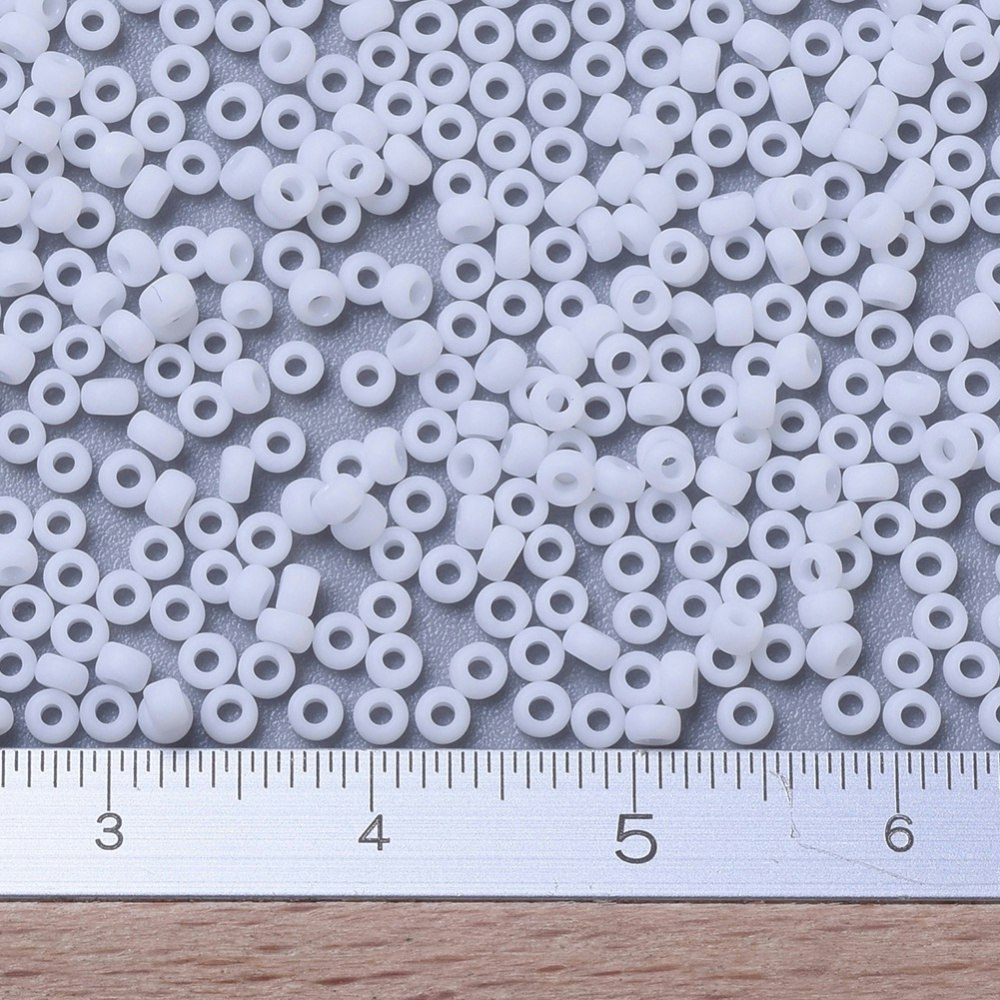 MIYUKI, Japanese Seed Beads, Round, 11/0, Matte Opaque White