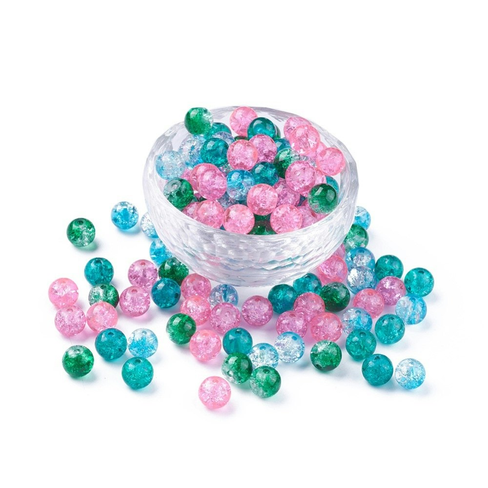 Krackelerad glaspärlor, 8mm