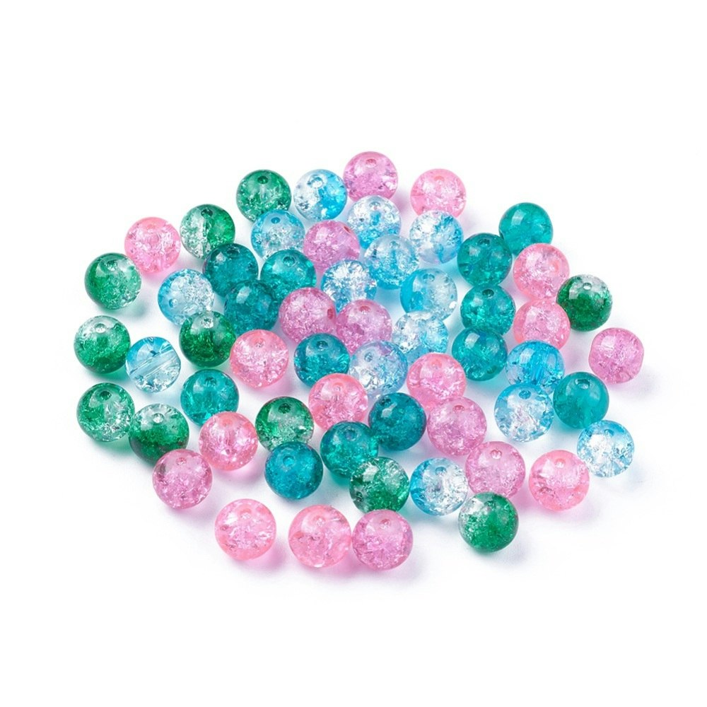 Krackelerad glaspärlor, 8mm