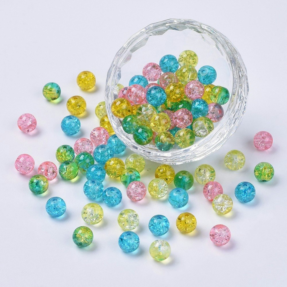 Krackelerad glaspärlor, 8mm