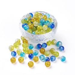Krackelerad glaspärlor, 8mm