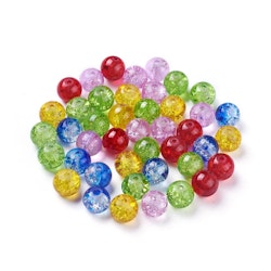 Krackelerad glaspärlor, 8mm