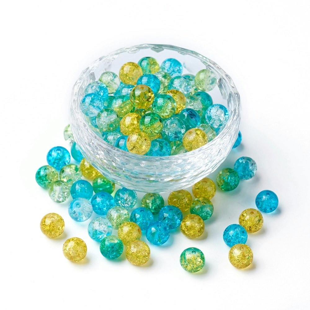 Krackelerad glaspärlor, 8mm