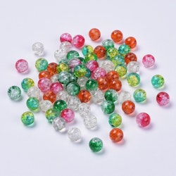 Krackelerad glaspärlor, 8mm