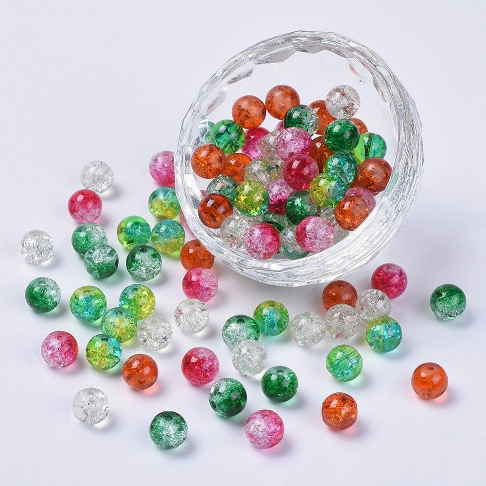Krackelerad glaspärlor, 8mm
