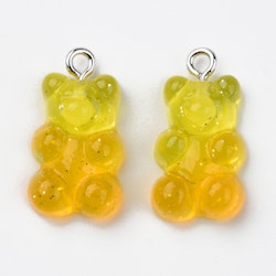 Hänge, Gummibjörn, Gul och Orange, Glittrig, 20st
