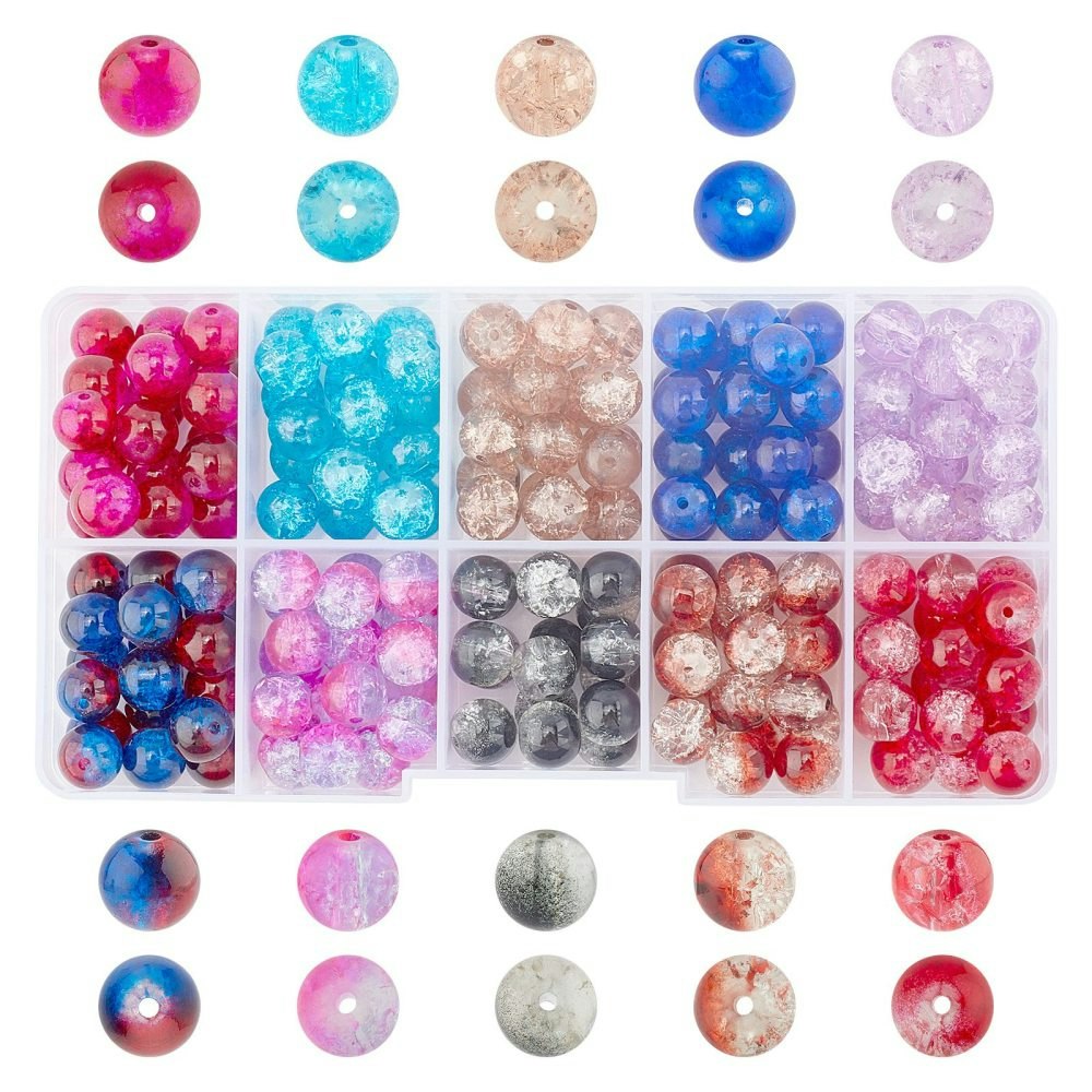 Glaspärlor, 8mm, Krackelerad