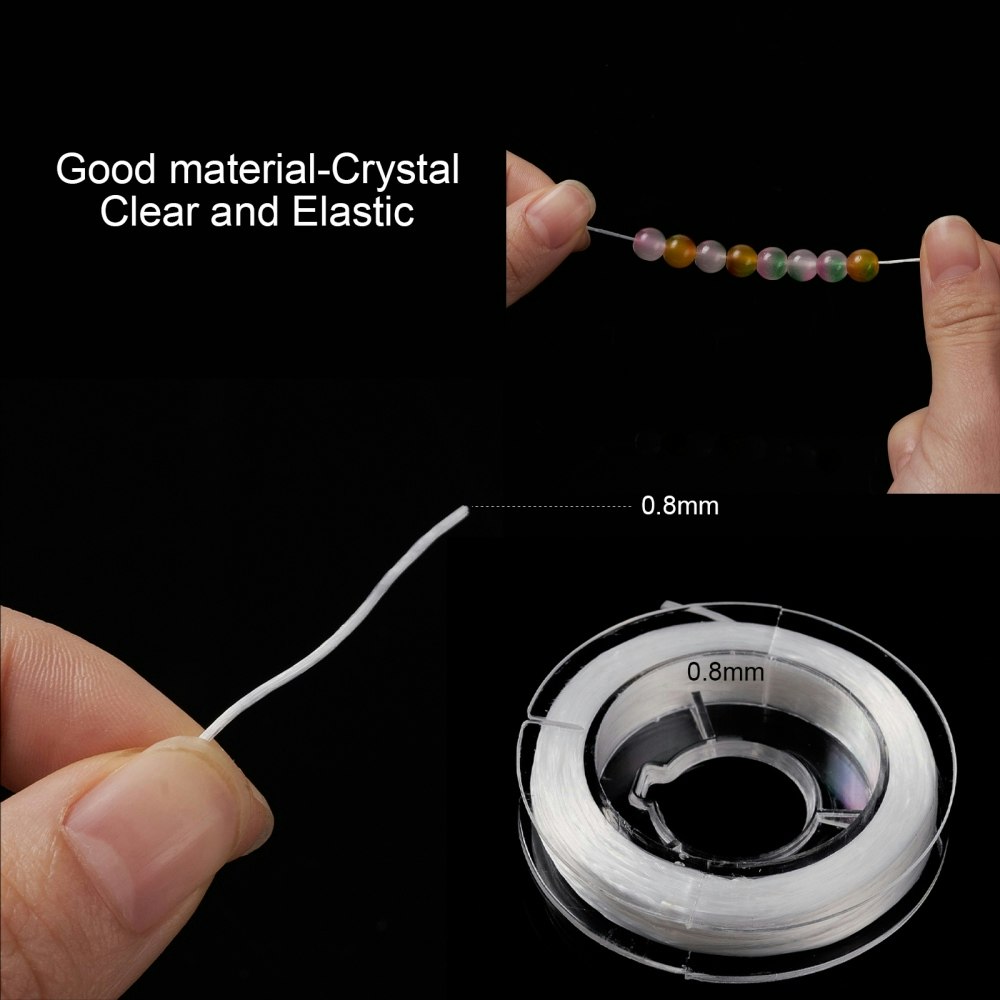 Elastisk tråd, 0,8mm, 10 meter, Vit