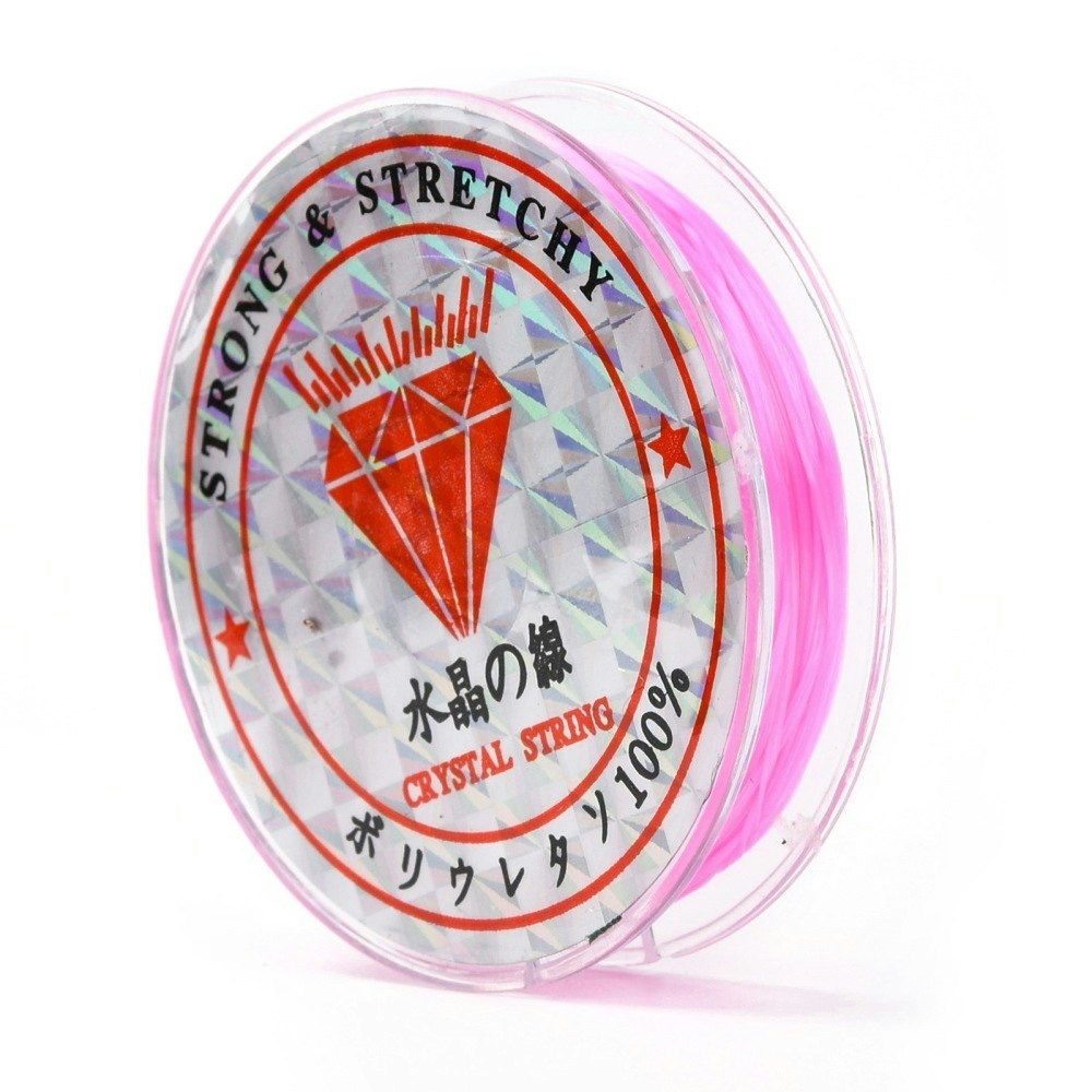 Elastisk tråd, 0,8mm, 10 meter, Hot pink