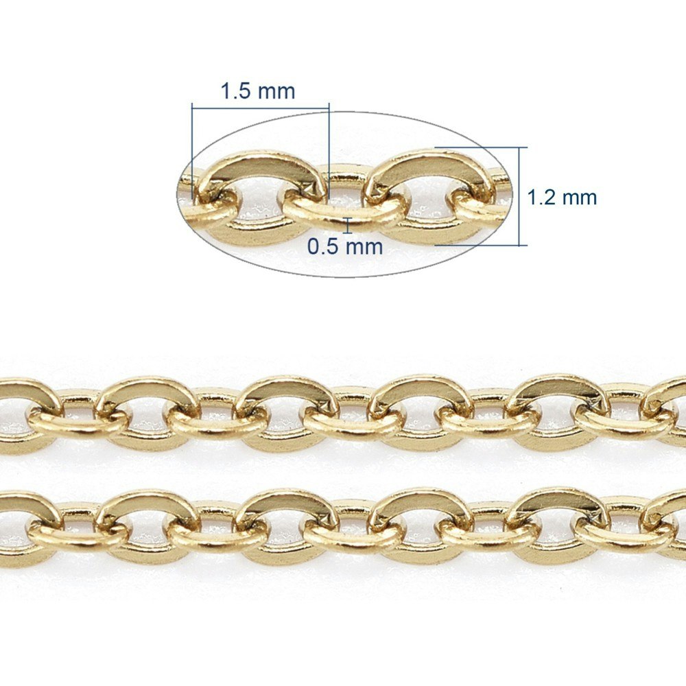Kedja, Rostfritt stål, 1.6x1.3x0.3mm