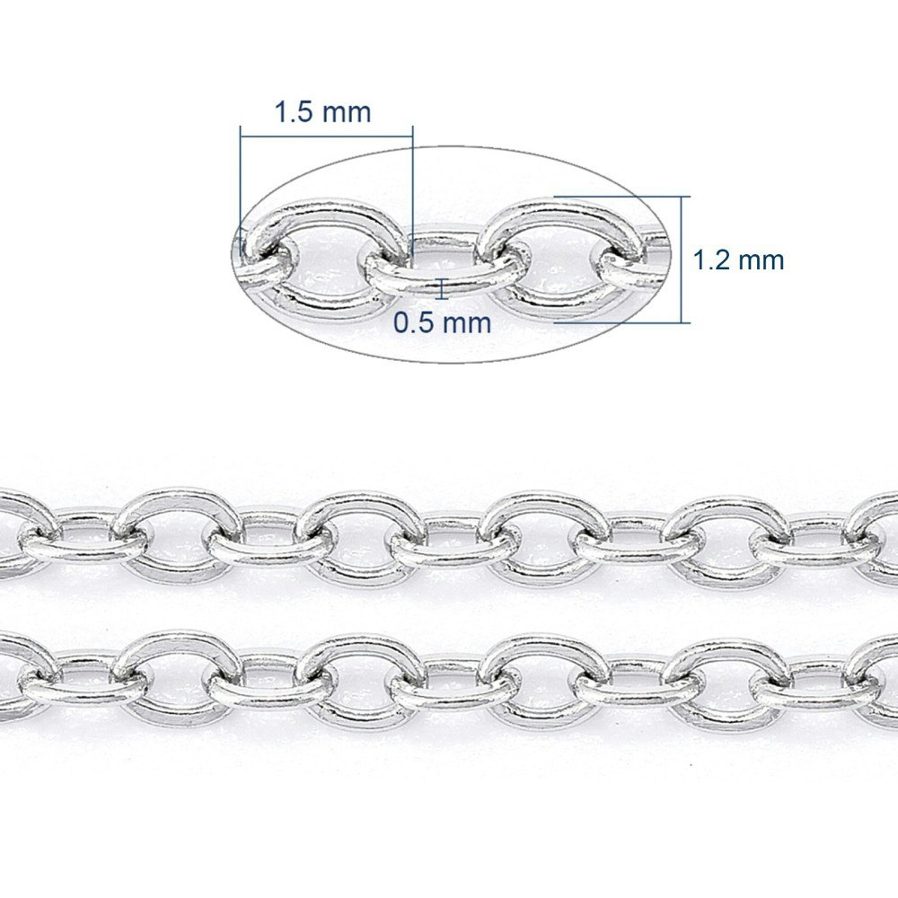 Kedja, Rostfritt stål, 1.6x1.3x0.3mm