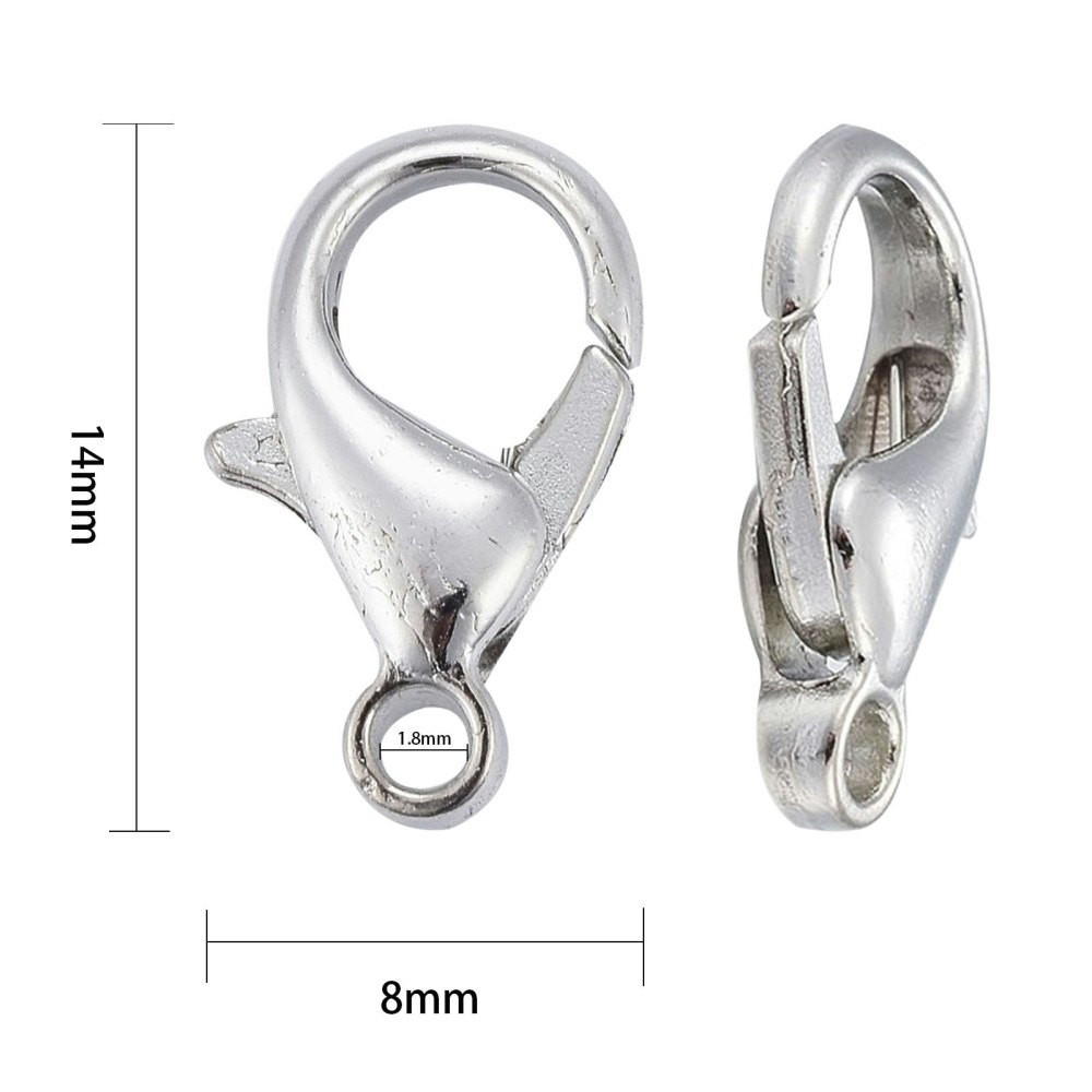 Klolås, 14x8mm, 25st, Platinum