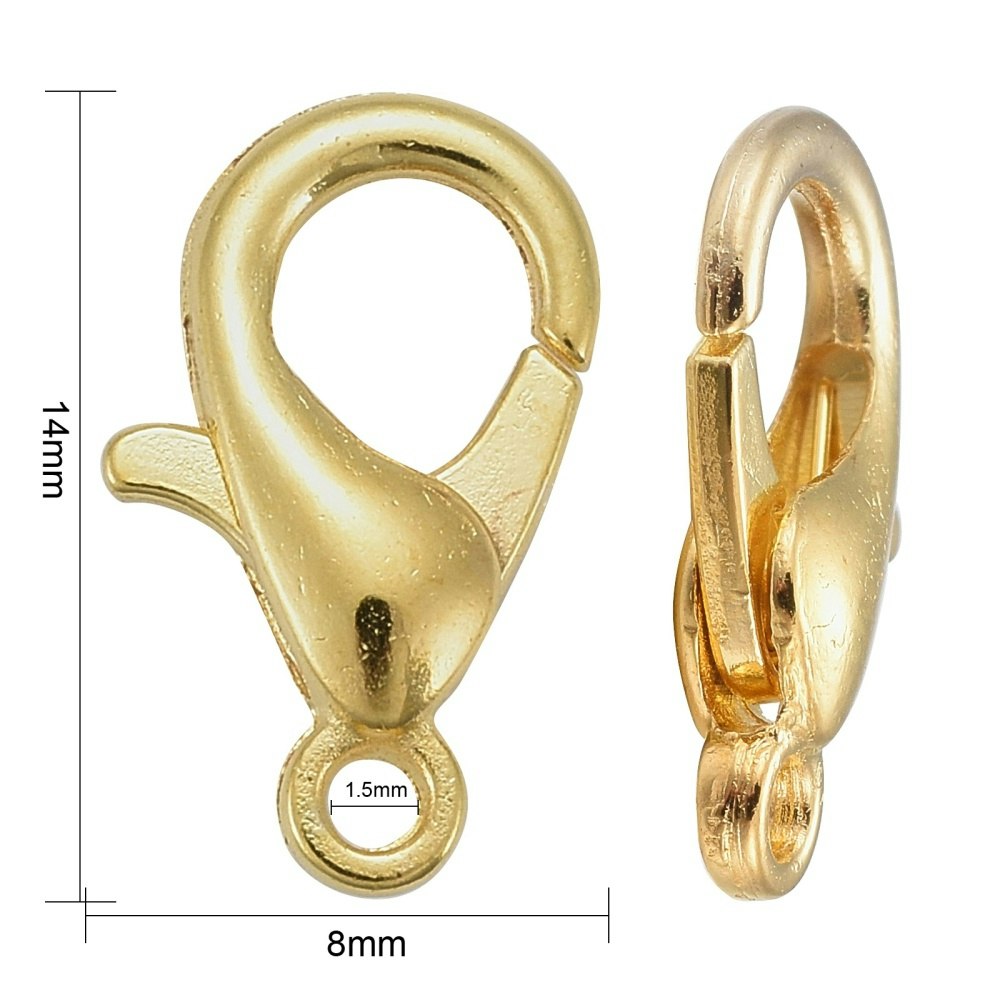 Klolås, 14x8mm, 25st, Guld
