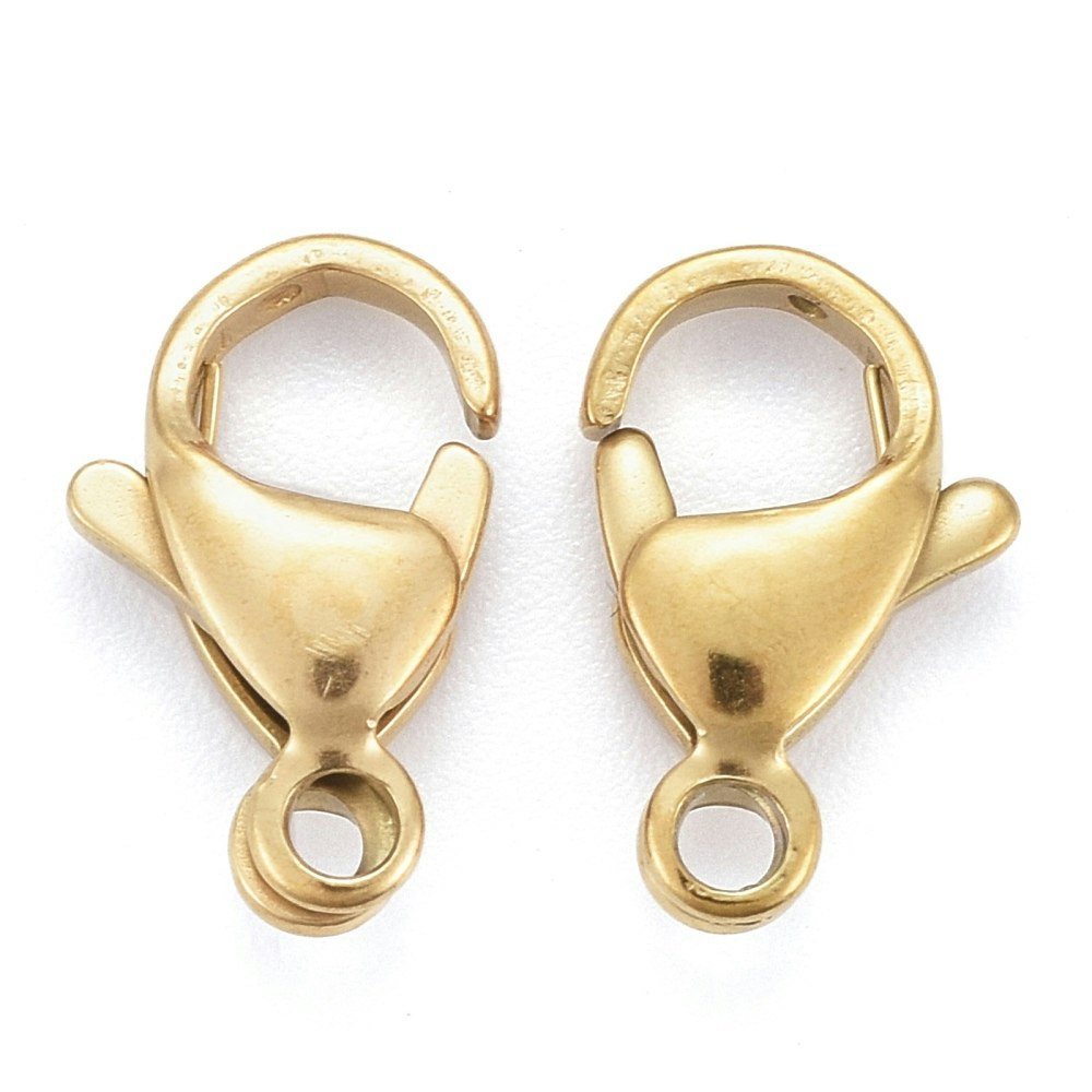 Klolås, Rostfritt stål, 13x8mm, 5st, Guld