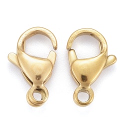 Klolås, Rostfritt stål, 13x8mm, 5st, Guld