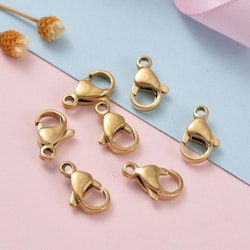 Klolås, Rostfritt stål, 13x8mm, 5st, Guld