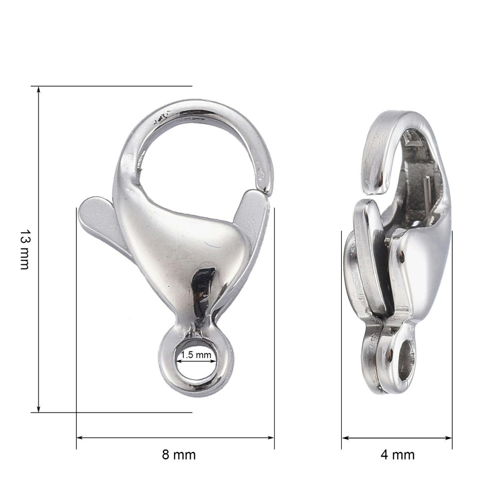 Klolås, Rostfritt stål, 13x8mm, 10st