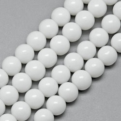 Glaspärlor, White, 8mm