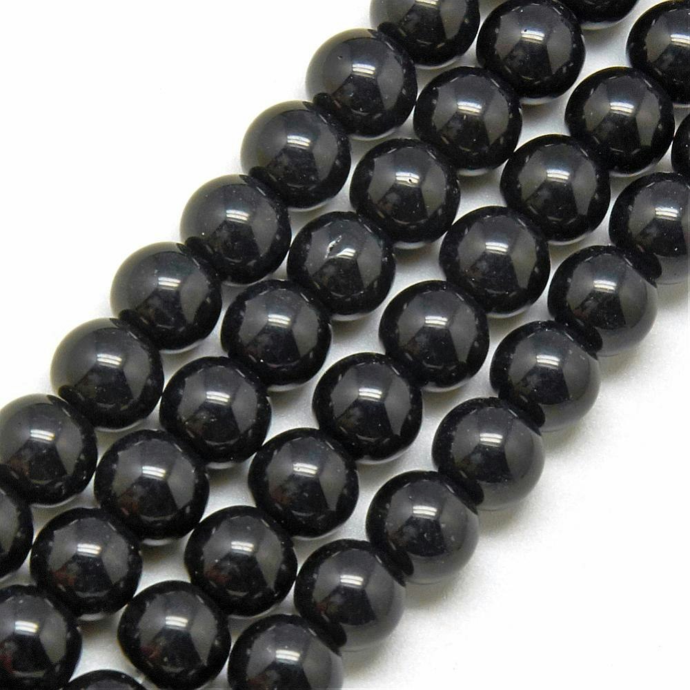 Glaspärlor, Black, 8mm