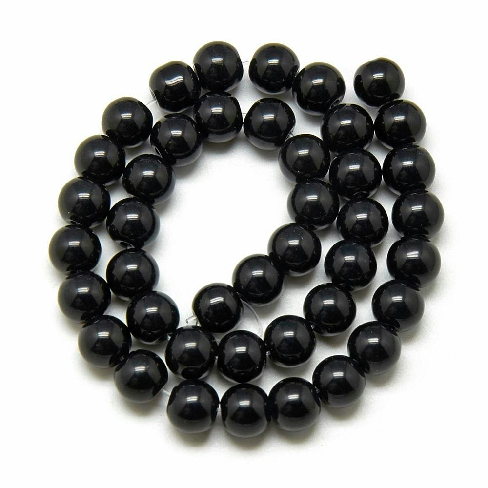 Glaspärlor, Black, 4mm