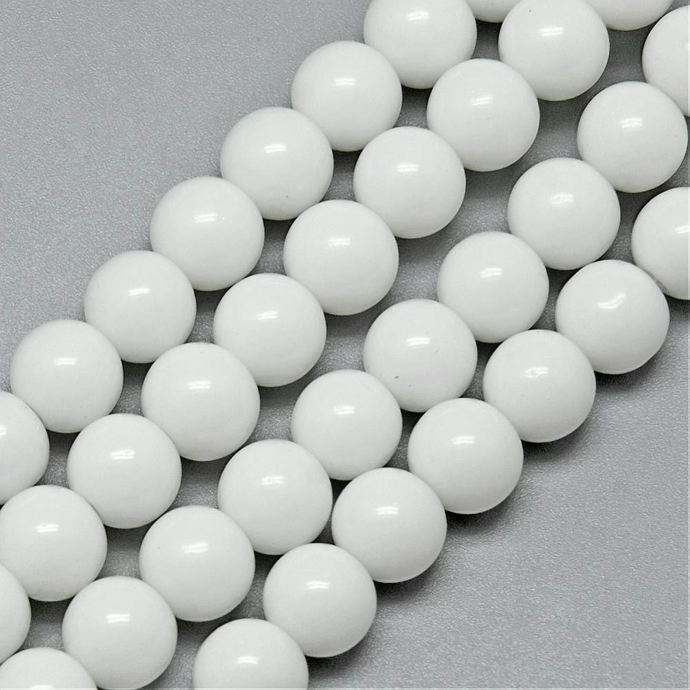Glaspärlor, White, 4mm