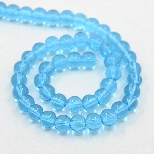 Glaspärlor, Deep Sky Blue, 6mm