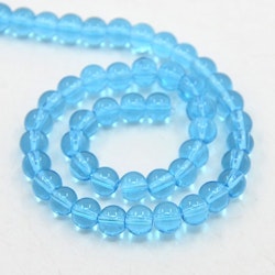 Glaspärlor, Deep Sky Blue, 6mm