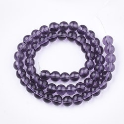 Glaspärlor, Purple, 6mm