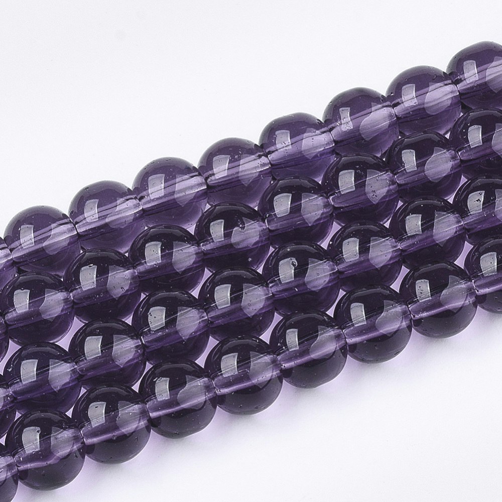 Glaspärlor, Purple, 6mm