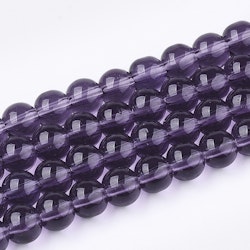 Glaspärlor, Purple, 6mm