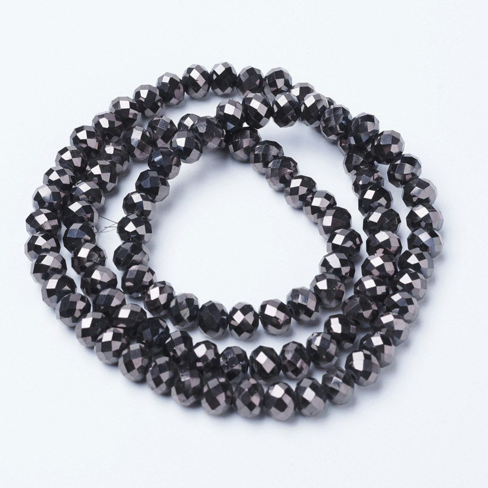 Glaspärlor, Rondeller, Black, 6mm