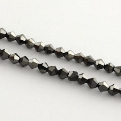 Glaspärlor, Bicone, Black, 4mm