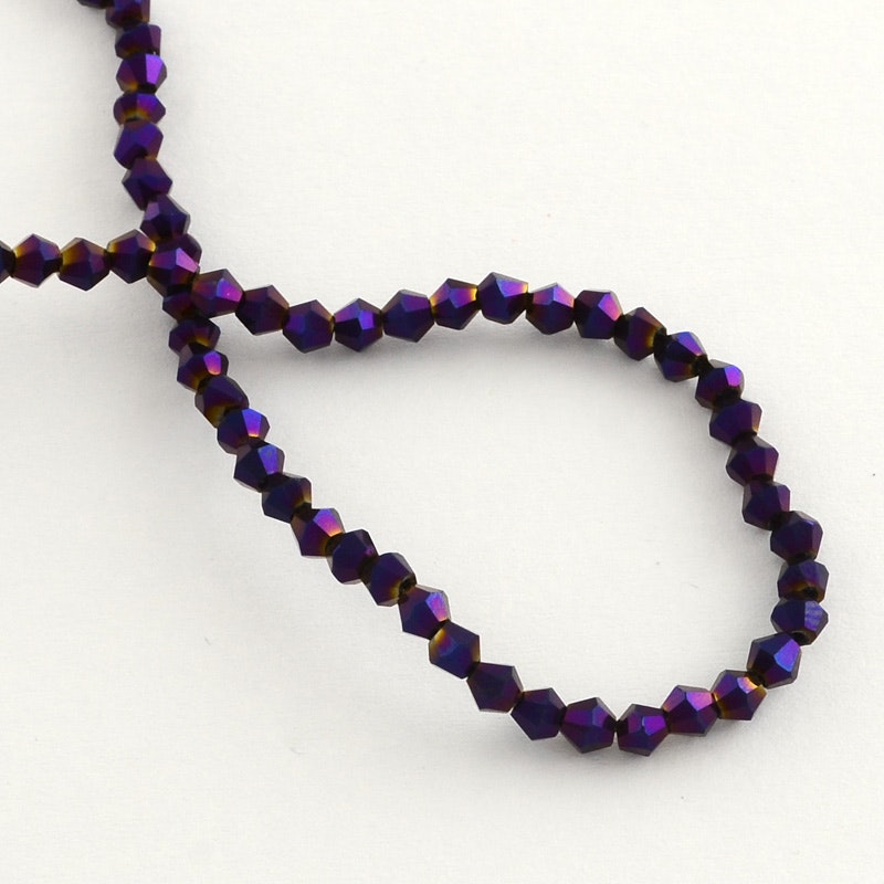 Glaspärlor, Bicone, Purple, 4mm