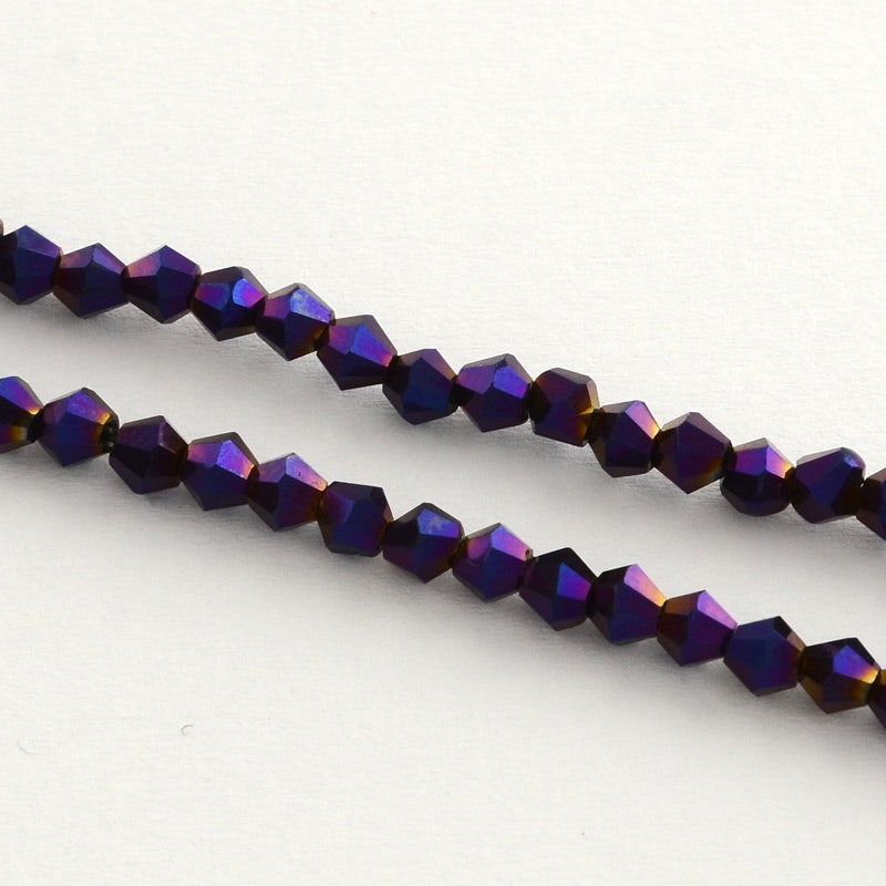 Glaspärlor, Bicone, Purple, 4mm