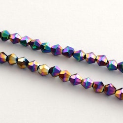 Glaspärlor, Bicone, Flerfärgad, 4mm