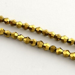 Glaspärlor, Bicone, Gold, 4mm