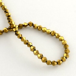 Glaspärlor, Bicone, Gold, 4mm